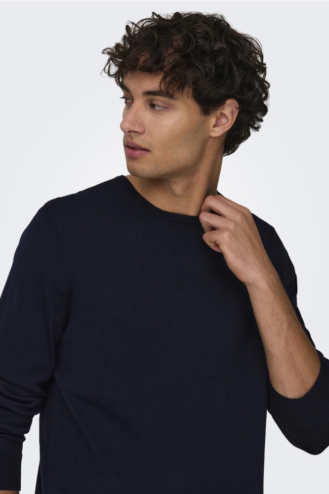 Only & Sons blauwe heren trui | Close up
