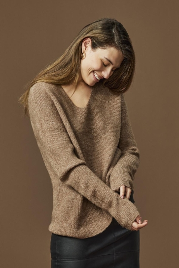 Only ONLCAMILLA V-NECK L/S PULLOVER KNT 15204588 CARIBOU/MELANGE