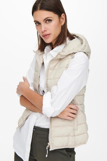 Only Jas ONLNEWTAHOE HOOD WAISTCOAT OTW NOOS 15205760 Pumice Stone