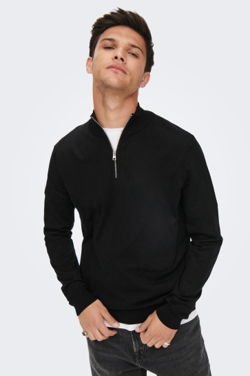 Only & Sons Trui ONSWYLER LIFE LS HALF ZIP KNIT 22021264 Black