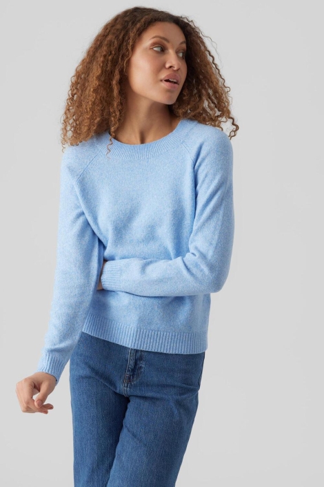 Vero Moda blauwe dames trui | Model vooraanzicht
