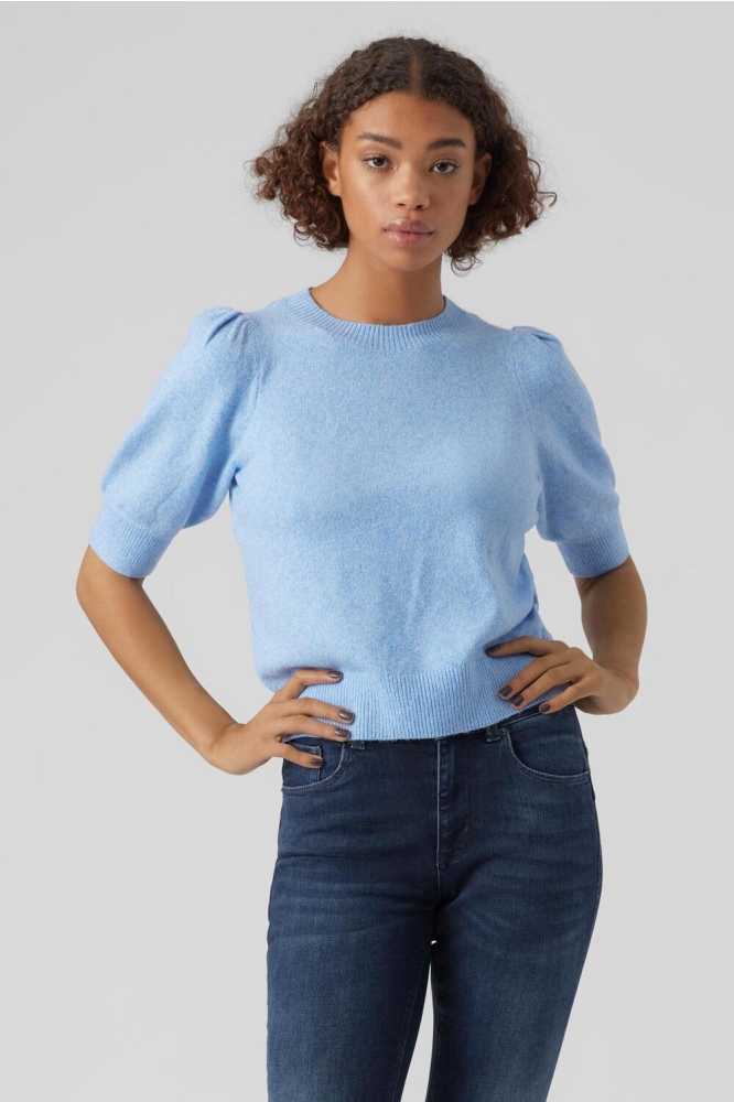 Vero Moda blauwe dames trui | Model vooraanzicht
