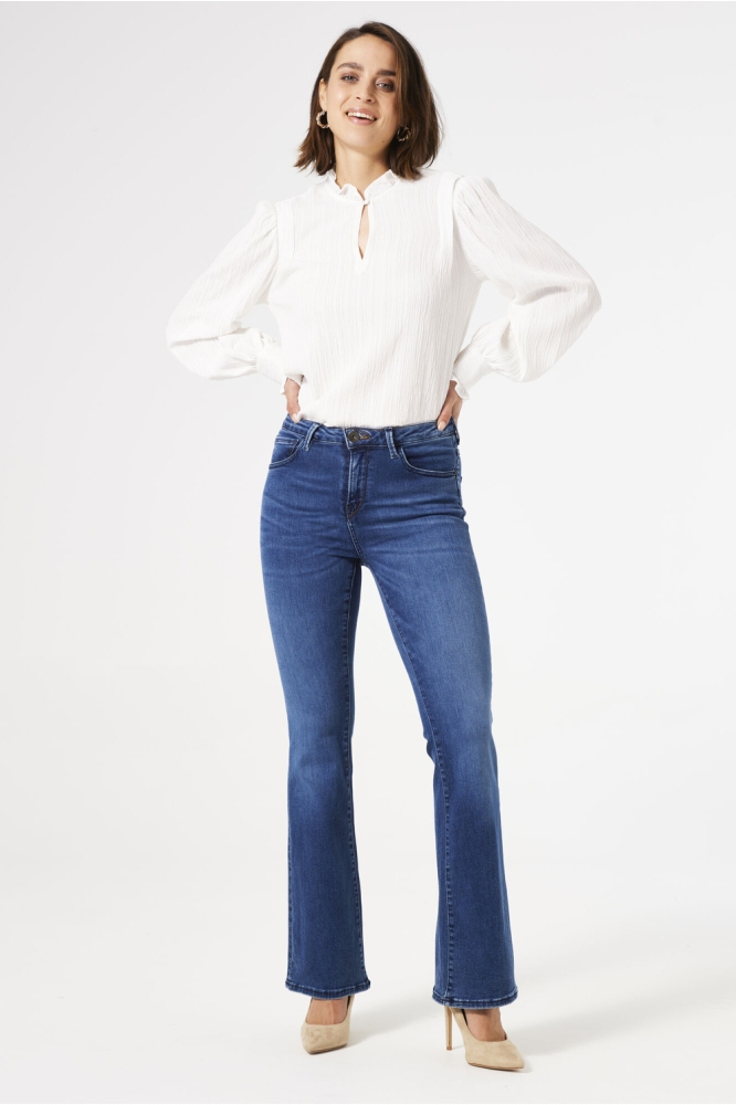 Garcia blauwe dames jeans | Model vooraanzicht