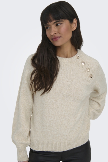 Only onlemma ls button oneck knt Beige