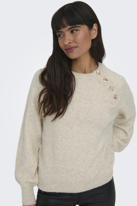 Only beige dames trui | Model vooraanzicht