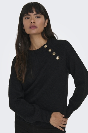 Only Trui ONLEMMA LS BUTTON ONECK KNT 15302253 Black