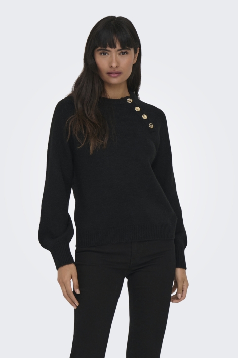 Only zwarte dames trui | Model vooraanzicht