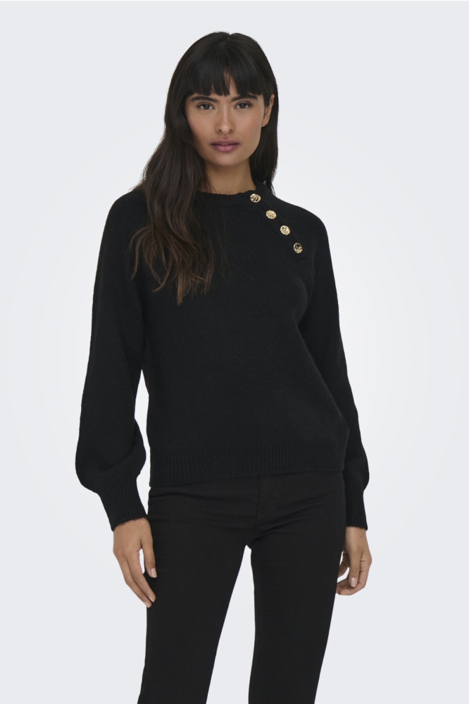 Only zwarte dames trui | Model vooraanzicht