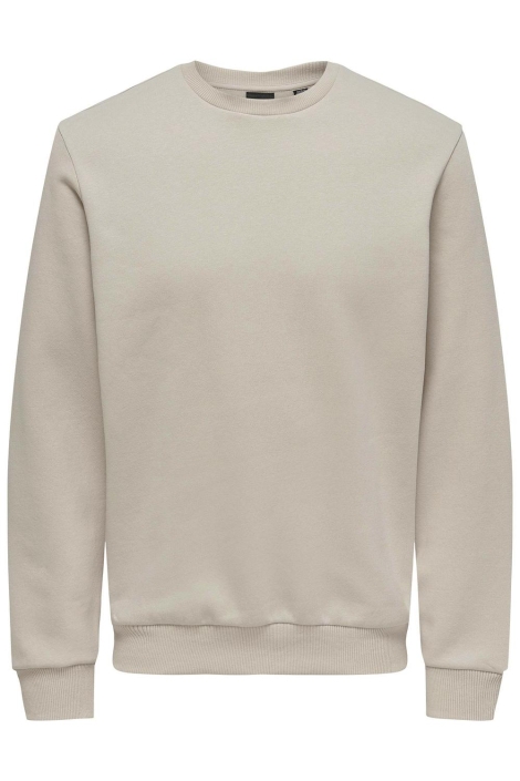 Only & Sons beige heren sweater | Vooraanzicht