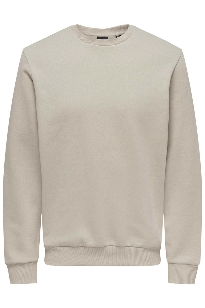 Only & Sons beige heren sweater | Vooraanzicht