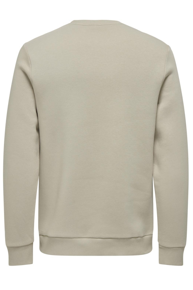 Only & Sons beige heren sweater | Achteraanzicht