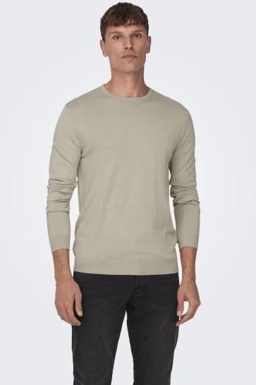 Only & Sons Trui ONSWYLER LIFE REG 14 LS CREW KNIT N 22020088 Silver Lining