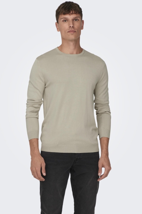 Only & Sons beige heren trui | Vooraanzicht