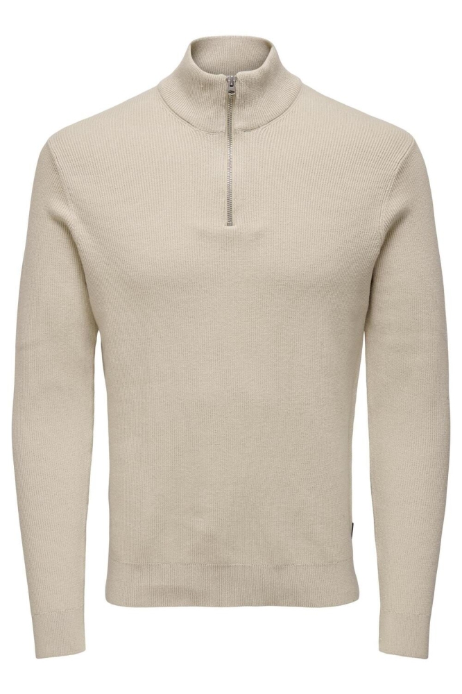 Only & Sons beige heren trui | Vooraanzicht