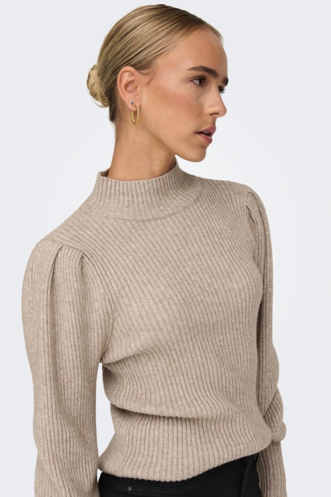 Only beige dames trui | Model vooraanzicht