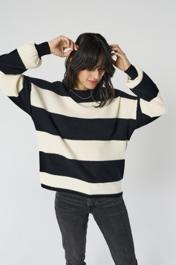 Only Trui ONLATIA L/S STRIPE PULLOVER KNT NOO 15220044 Black/Whitecap G