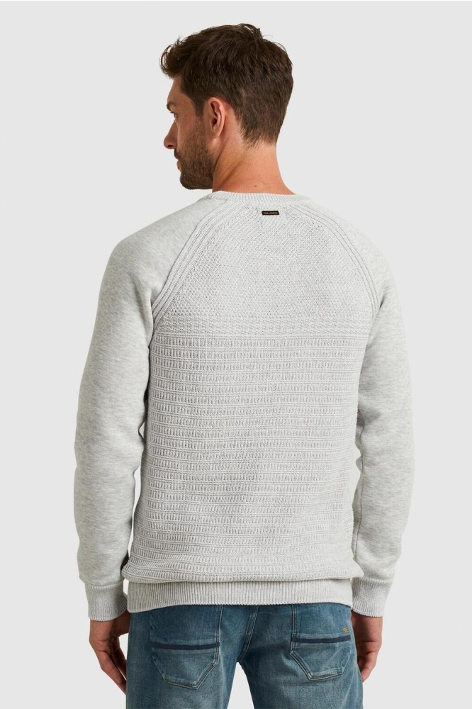 PME legend beige heren trui | Model achteraanzicht