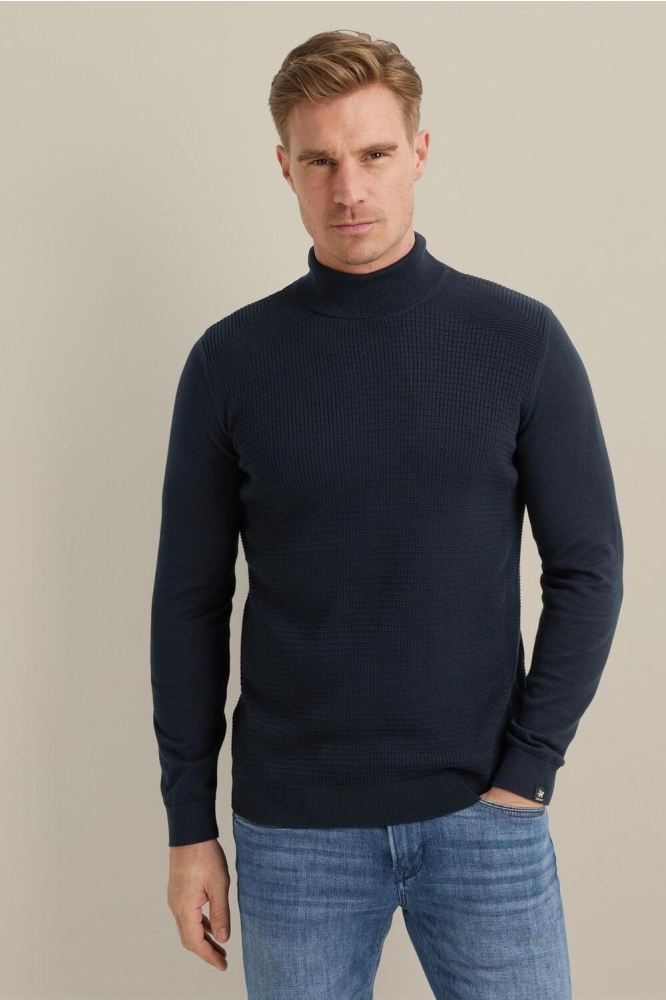 Vanguard blauwe heren trui | Model vooraanzicht