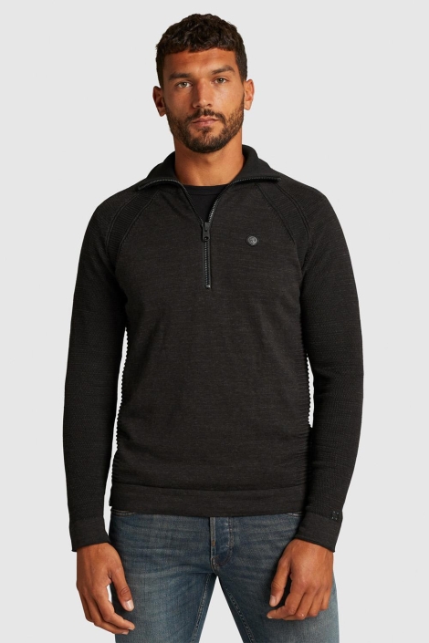 Cast Iron grijze heren trui | Model vooraanzicht