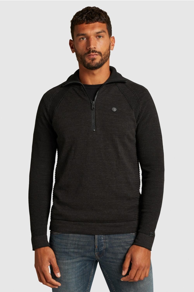 Cast Iron grijze heren trui | Model vooraanzicht