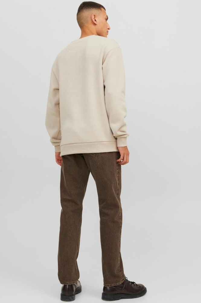 Jack & Jones ecru heren sweater | Model achteraanzicht