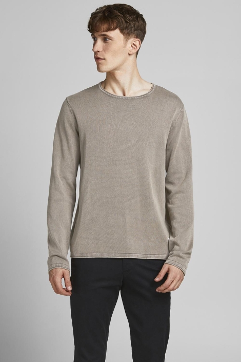 Jack & Jones beige heren trui | Model vooraanzicht