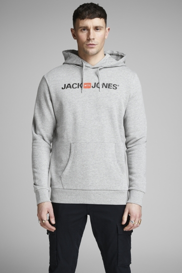 Jack & Jones JJECORP OLD LOGO SWEAT HOOD NOOS 12137054 Light Grey Melange