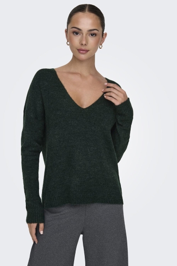 Jacqueline de Yong jdyelanora l/s v-neck pullo. knt no Groen