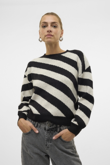 Vero Moda Trui VMLARA LS O-NECK PULLOVER GA BOO RE 10310862 BLACK/BIRCH