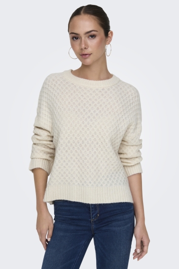 Jacqueline de Yong jdybigum l/s o-neck pullover knt Beige