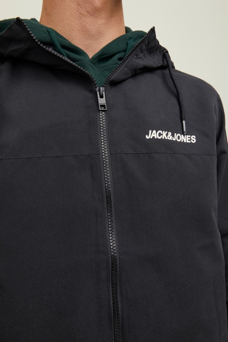 Jack & Jones zwarte heren jas | Close up