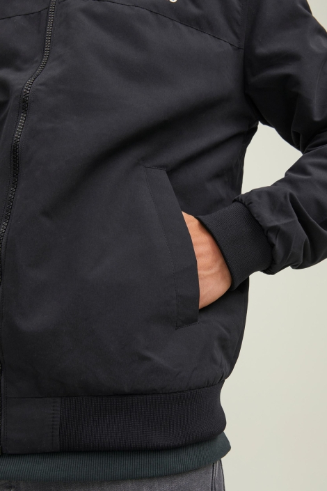 Jack & Jones zwarte heren jas | Close up