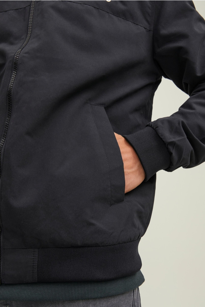 Jack & Jones zwarte heren jas | Close up