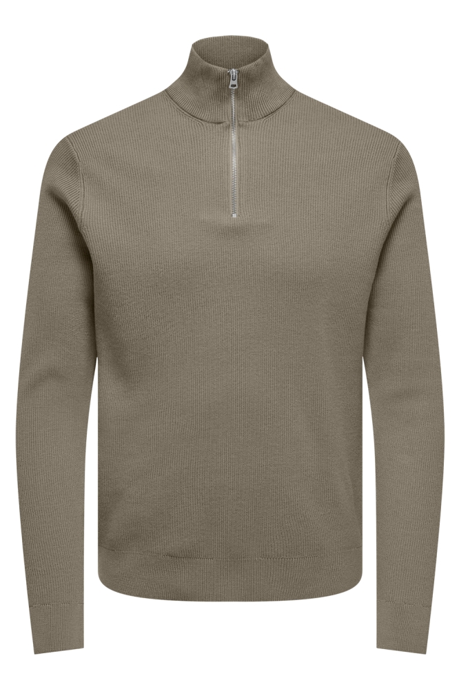 Only & Sons taupe heren trui | Vooraanzicht
