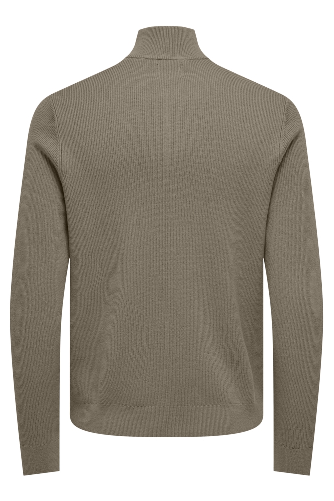 Only & Sons taupe heren trui | Achteraanzicht