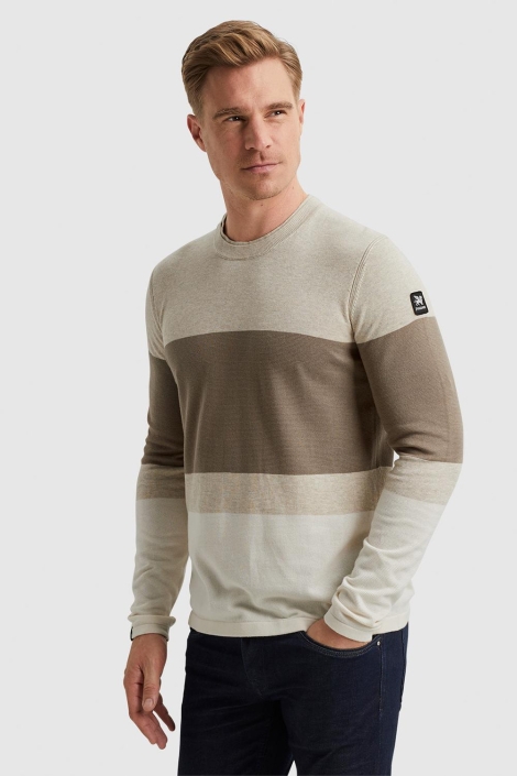 Vanguard beige heren trui | Model vooraanzicht
