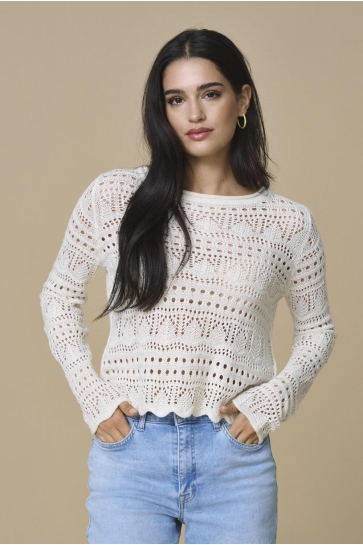 Jacqueline de Yong Trui JDYSUN LAY L/S BOATNECK PULLOV. KNT 15287384 TAPIOCA