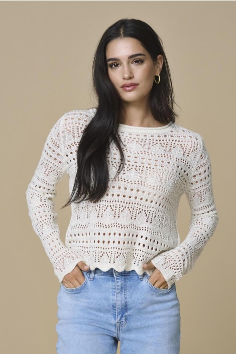 Jacqueline de Yong beige dames trui | Model