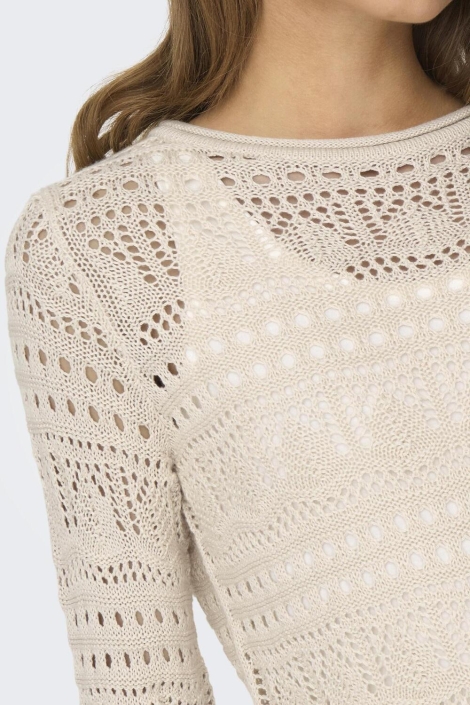 Jacqueline de Yong beige dames trui | Close up