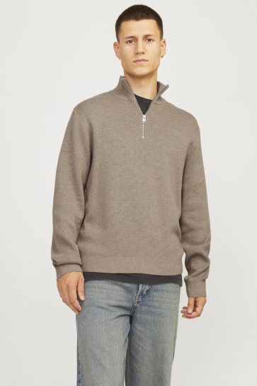 Jack & Jones jprblamilano stitch knit half zip s Camel