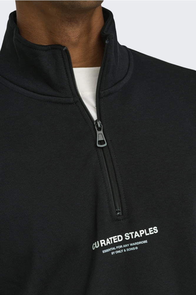 Only & Sons zwarte heren sweater | Close up