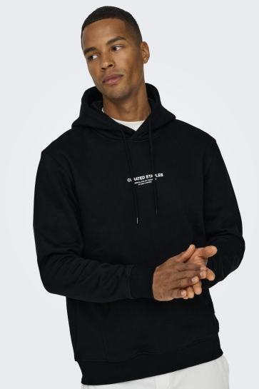 Only & Sons onscurated reg hoodie sweat Zwart
