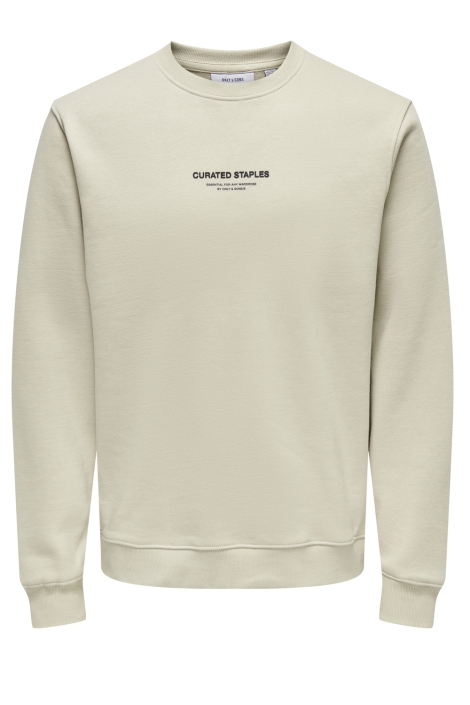 Only & Sons beige heren sweater | Vooraanzicht