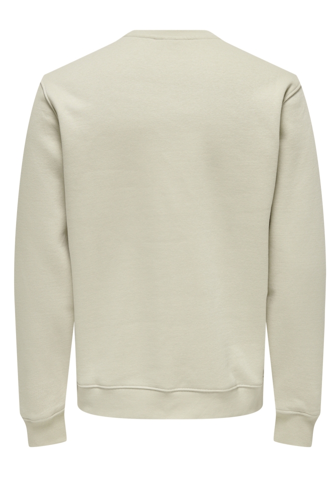 Only & Sons beige heren sweater | Achteraanzicht
