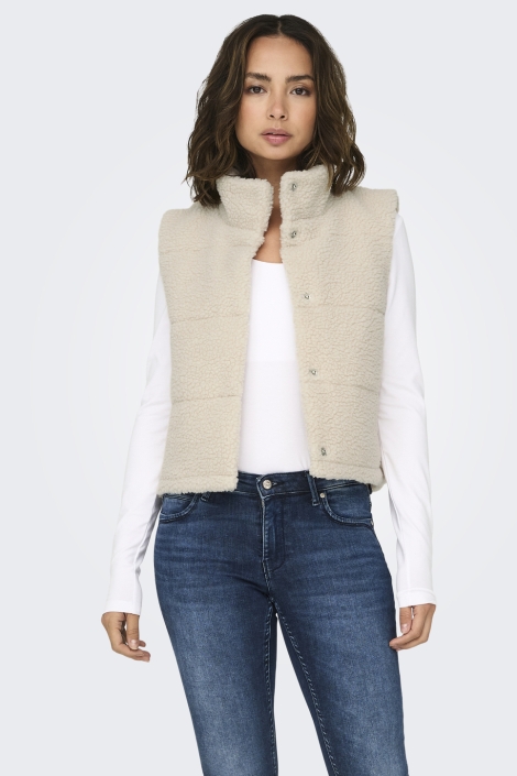 Only beige dames gilet | Model vooraanzicht