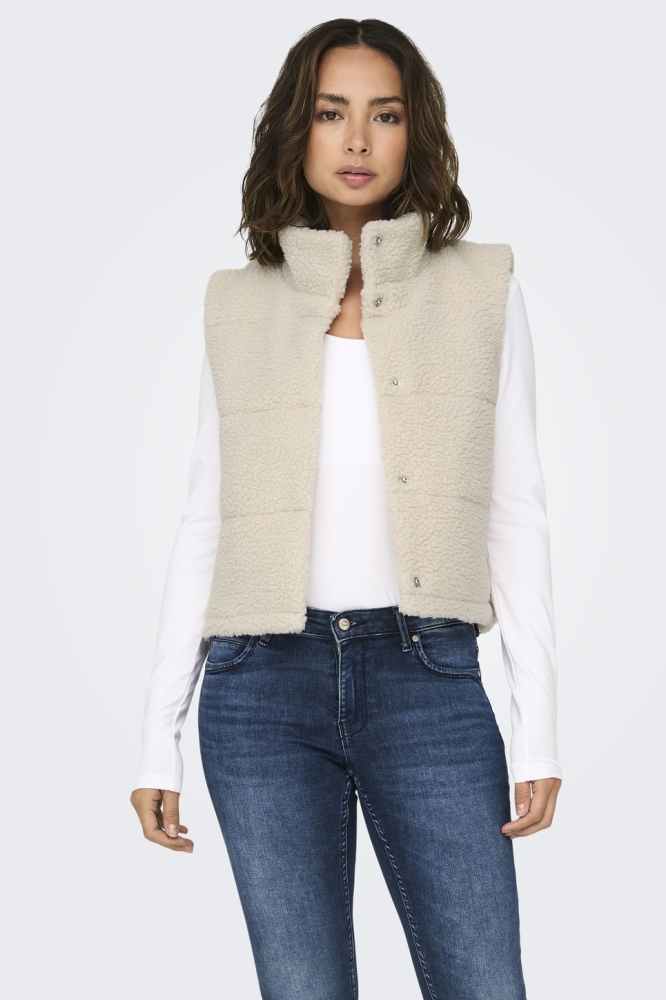 Only beige dames gilet | Model vooraanzicht