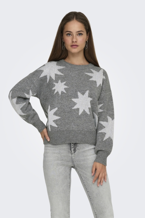 Only grijze dames trui | Model vooraanzicht
