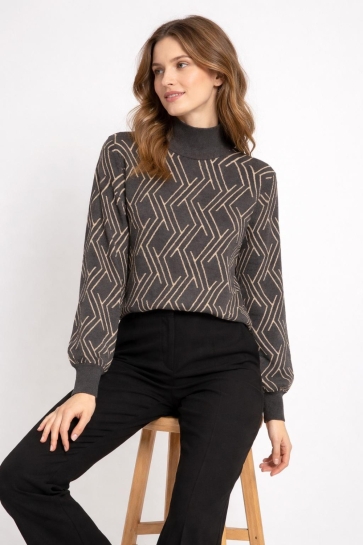 Only ONLANNY LS JQ O-NECK KNT 15327635 DARK GREY MELANGE/WHITECAP G