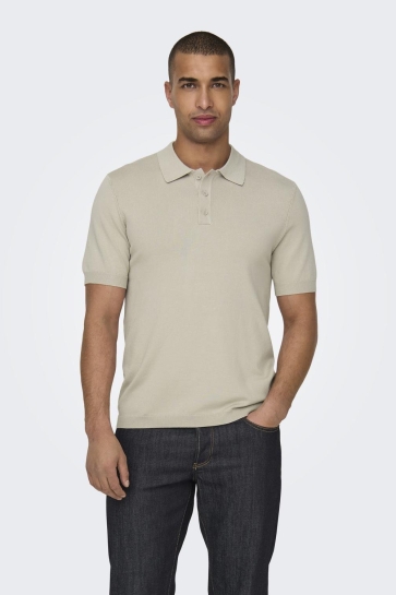 Only & Sons Polo ONSWYLER LIFE REG 14 SS POLO KNIT N 22022219 Silver Lining