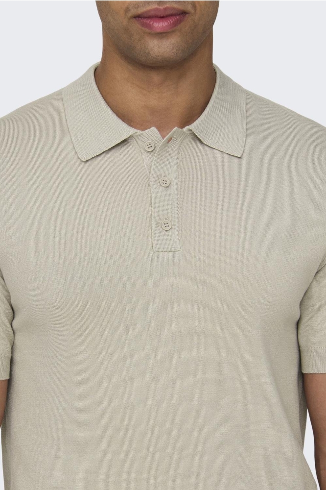Only & Sons beige heren polo | Close up